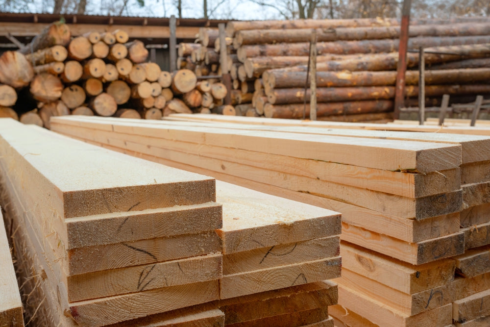 hardwood vs softwood lumber stacked next to each other
