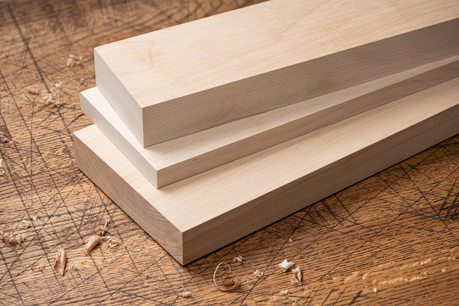 5/4 hard maple lumber stacked