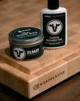 Two RMP Finishes products on a wooden cutting board with 'Northcastle' branding.